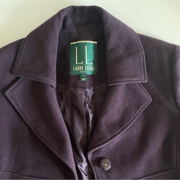 Larry Levine Women’s Sport Purple Wool Long Jacket - Picture 4 of 14